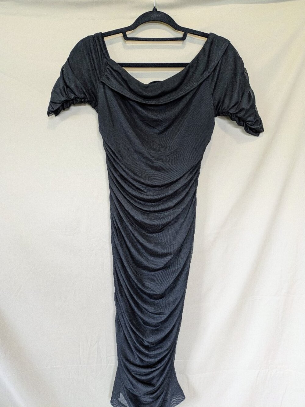 VENUS Black Ruche Cocktail Dress